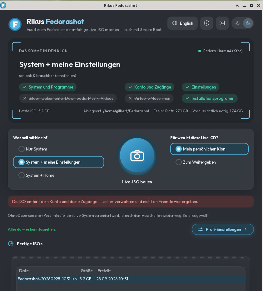 Rikus Fedorashot – Fedora Snapshot als Live-ISO bauen